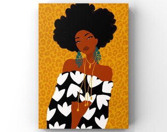 Safiya, Black Woman Abstract Digital Art Illustration, Printable Wall Art, Digital Download, Wall Decor, Home Decor