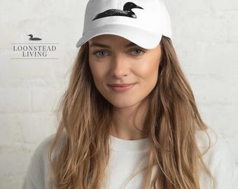 Cappello ricamato Loon • Cappellino in cotone a basso profilo per gli amanti del lago e dello stile all'aria aperta