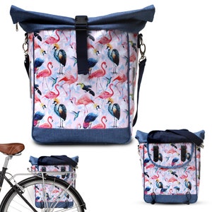 Fahrradtasche Gepäckträger aus Plane Wasserdicht - Gepäcktasche für Frauen Velotasche Bike Panniers Fahrrad-Zubehör - Design Pajaros