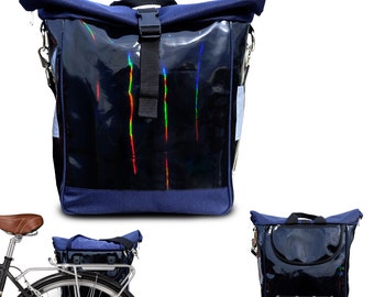 REBAJAS Bolsa para bicicleta portaequipajes de lona impermeable - bolsa de equipaje alforjas para bicicleta accesorios para bicicletas efecto arco iris - diseño Arcoiris