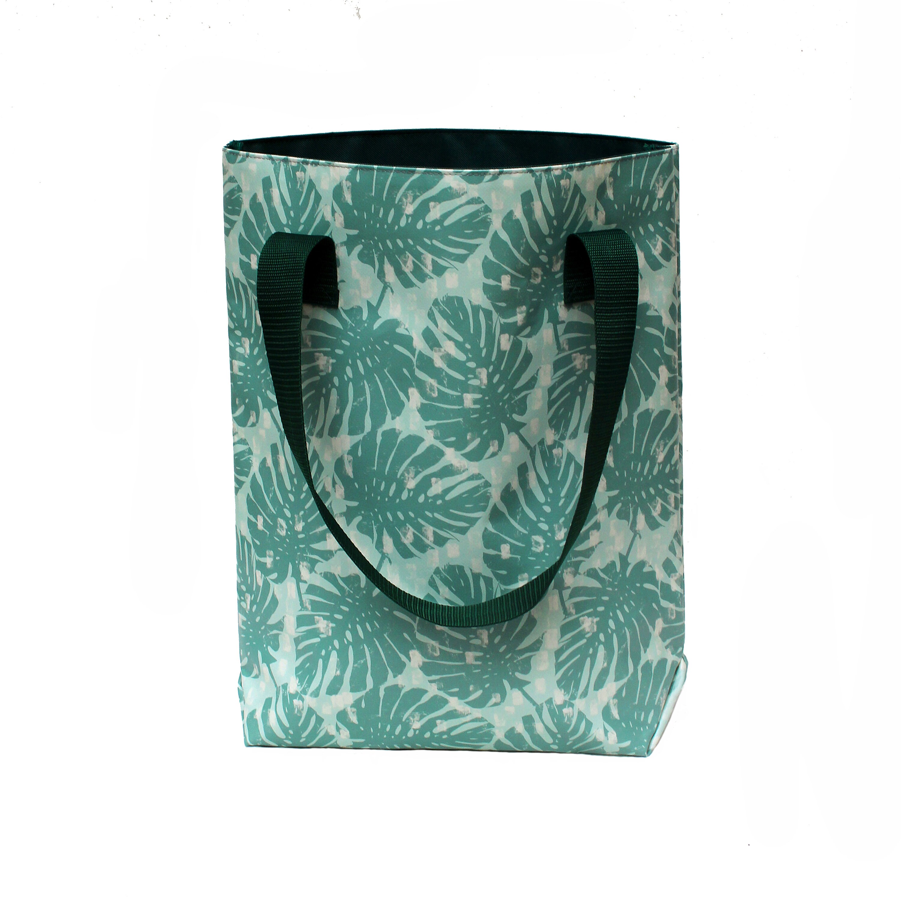 IKURI Shopper Tote Bag for Women Beach Bag Market Bag Waterproof Oilcloth Handmade Vintage Pattern Hanami silver IKURI Shopper Tote Bag for Women Beach Bag Market Bag Waterproof Oilcloth Handmade Vintage Pattern Hanami silver