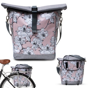 Bolsa de bicicleta porta-bagagens feita de lona - Bolsa de bagagem para mulheres Cestos de bicicleta à prova d'água Bolsa de bicicleta Acessórios de bicicleta - Magnólia
