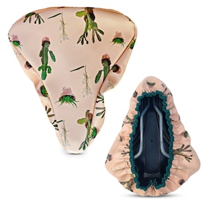 Regenschutz Fahrrad Saddle Cover Sattelschoner Sattelbezug aus wasserabweisender bedruckter Plane - Design Cactus