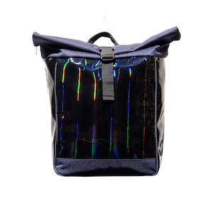 2in1 Bicycle Bag / Backpack Waterproof KOMBI For Woman Rolltop Bike Bag Pannier Rear Rack Bag for Grocery - Arcoiris