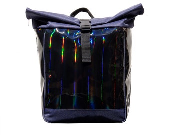 2in1 Fahrradtasche / Rucksack KOMBI Wasserdicht aus Plane Gepäckträger - Gepäcktasche Velotasche für Frauen Bike Panniers - Design Arcoiris