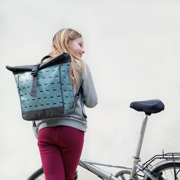 Kleine KOMBI Fahrradtasche / Rucksack 20 - 26’’ für Kinder Falträder Klappräder aus Plane – Modell Avestruz