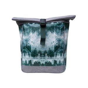 2in1 Fahrradtasche / Rucksack KOMBI für Gepäckträger aus Wachstuch - Gepäcktasche für Frauen Wasserdicht Bike Panniers - Design Pinos