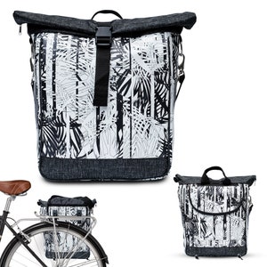Bolsa de bicicleta porta-bagagens feita de lona à prova d'água - bolsa de bagagem para mulheres bolsa de bicicleta cestos de bicicleta acessórios de bicicleta - design Palmeras