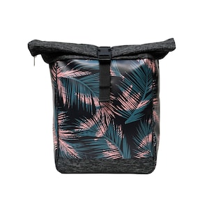 2in1 Fahrradtasche / Rucksack KOMBI  aus bedruckter Plane - Gepäcktasche für Frauen Wasserdicht Bike Panniers - Design Retro Palma