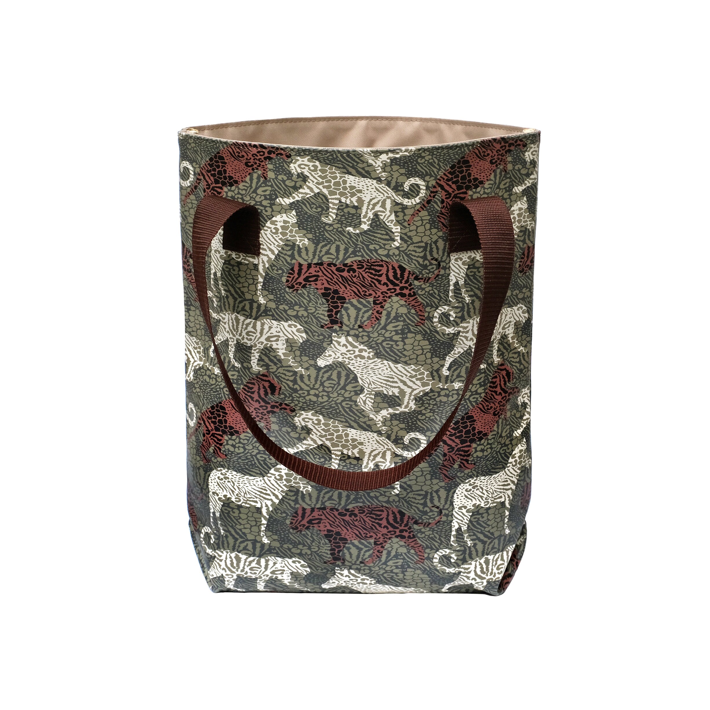 IKURI Shopper Tote Bag for Women Beach Bag Market Bag Waterproof Oilcloth Handmade Vintage Pattern Hanami silver IKURI Shopper Tote Bag for Women Beach Bag Market Bag Waterproof Oilcloth Handmade Vintage Pattern Hanami silver
