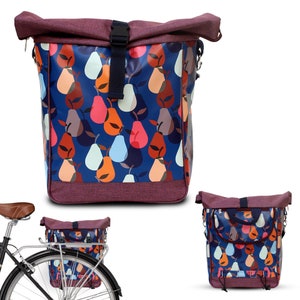 Sac de vélo porte-bagages en bâche imperméable - sac à bagages pour femme sac de vélo sacoches de vélo accessoires de vélo - design Peras bleu