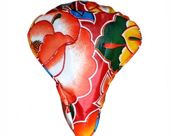 bike saddle cover - bicycle seat cushion cover - rain cover, oilcloth, waterproof, standard size Tehuana red