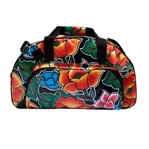 Badetasche Saunatasche Wasserdicht Weekender Sporttasche Schwimmtasche für Frauen Reisetasche aus Wachstuch Umhängetasche - Tehuana Schwarz
