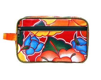 IKURI Make Up Bag Waterproof - Cosmetic Bag Toiletry Bag Travel Fashion Bag Portable Organizer Beauty Case Large Accessoires - Tehuana Red