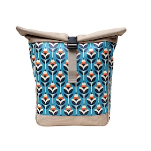 2in1 Fahrradtasche / Rucksack KOMBI für Gepäckträger aus Wachstuch - Gepäcktasche für Frauen Wasserdicht Bike Panniers - Design Scandinavia