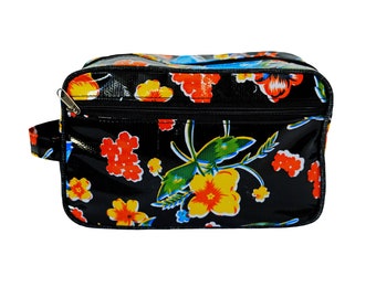 IKURI Make Up Bag Waterproof - Cosmetic Bag Toiletry Bag Travel Fashion Bag Portable Organizer Beauty Case Large Accessoires - Floral