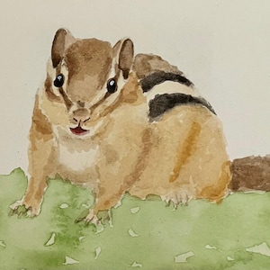 Original chipmunk watercolor painting 4x6 inches