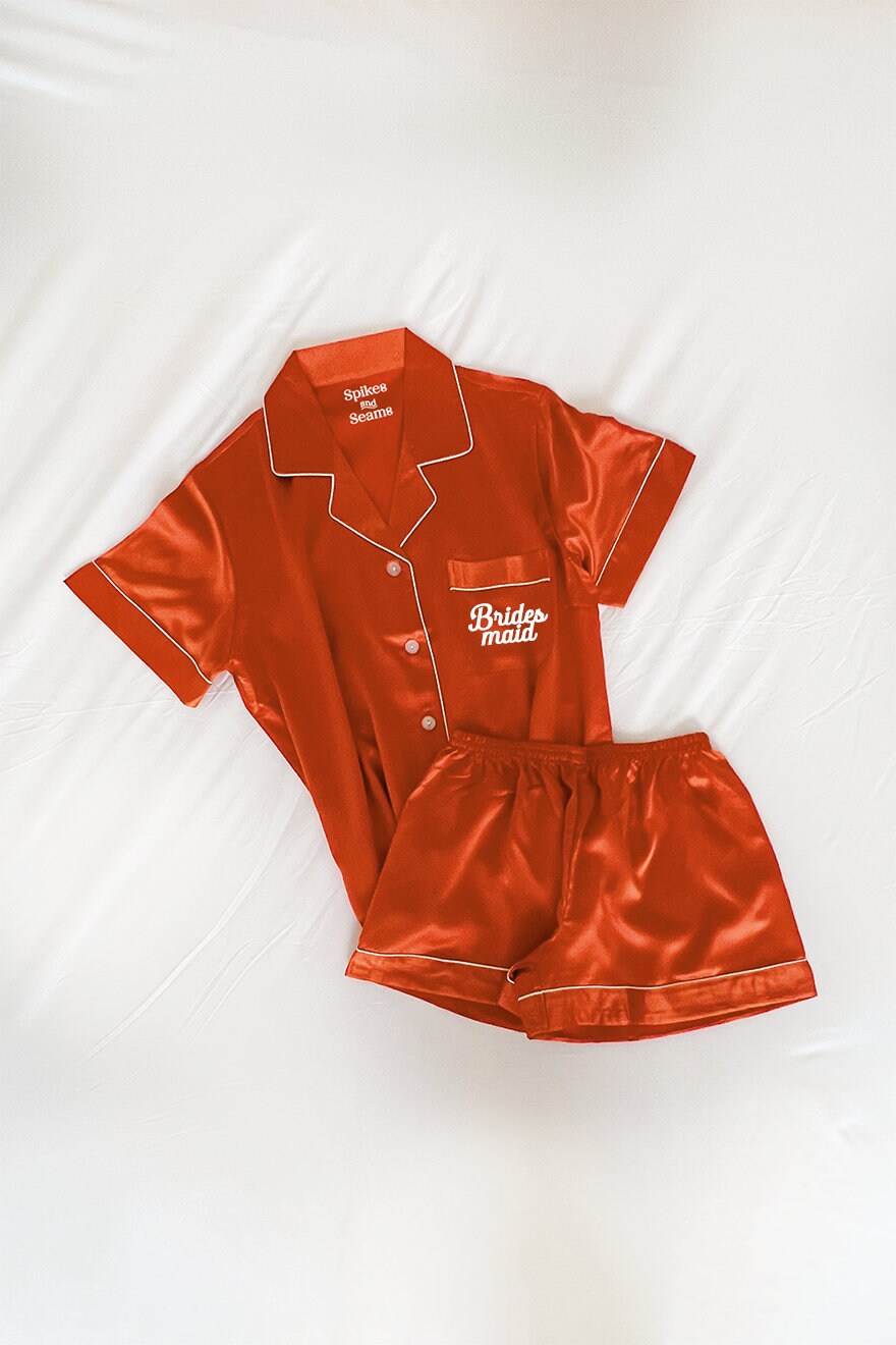 Orange silk pajamas hotsell