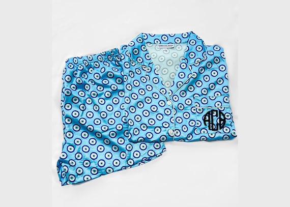 evil eye pajamas, eye print pajamas, spriritual pajamas, pattern pajamas, bride, birthday girl, monogram pajamas, spiritual gift, evil eye