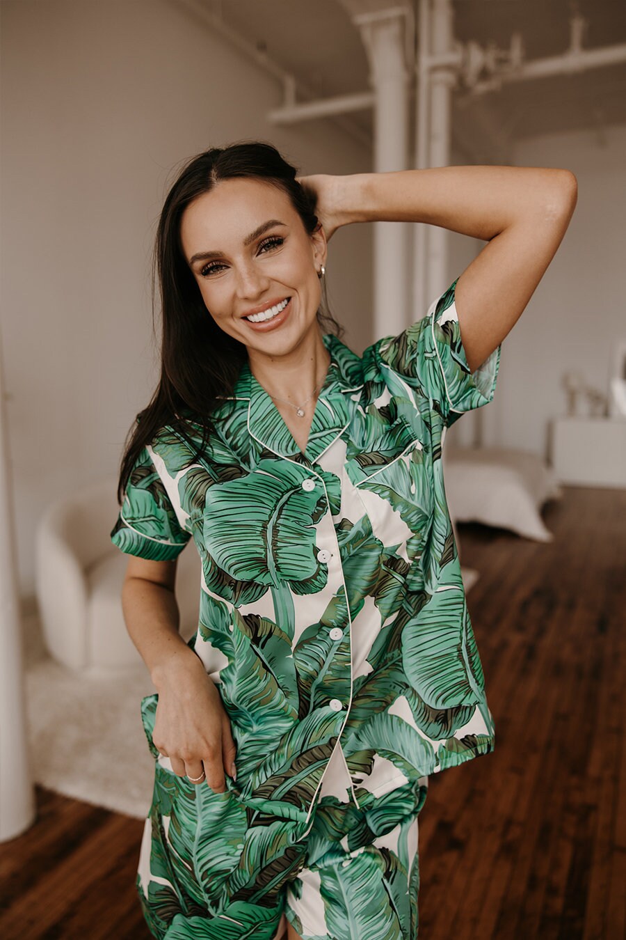 Palm print pajamas hotsell