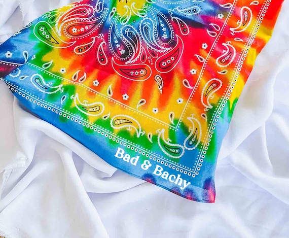 Rainbow Printed Bandana, Custom TieDye Scarf, Rainbow Theme Party, Rainbow Bandana Scarf, Custom Cotton Scarf, Custom Bandana for Events