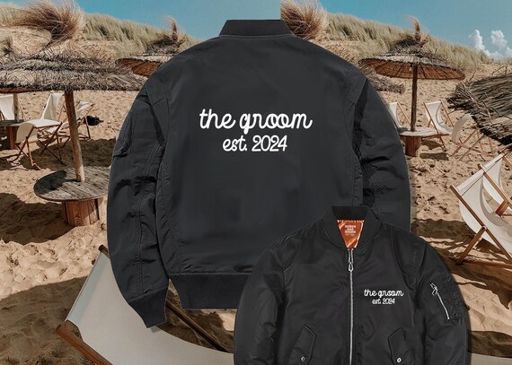 Groom bomber jacket, padded bomber jacket, Wedding bomber jacket, custom bomber jacket, wedding shower Gift, just married, custom jacket