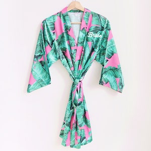 Palm Leaf Tropical Print Women's Robe