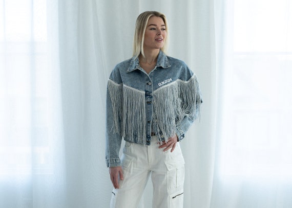 Til Death do us part Jacket, wedding denim jacket, just married, fringe denim jacket, until death, wedding shower gift, bachelorette party