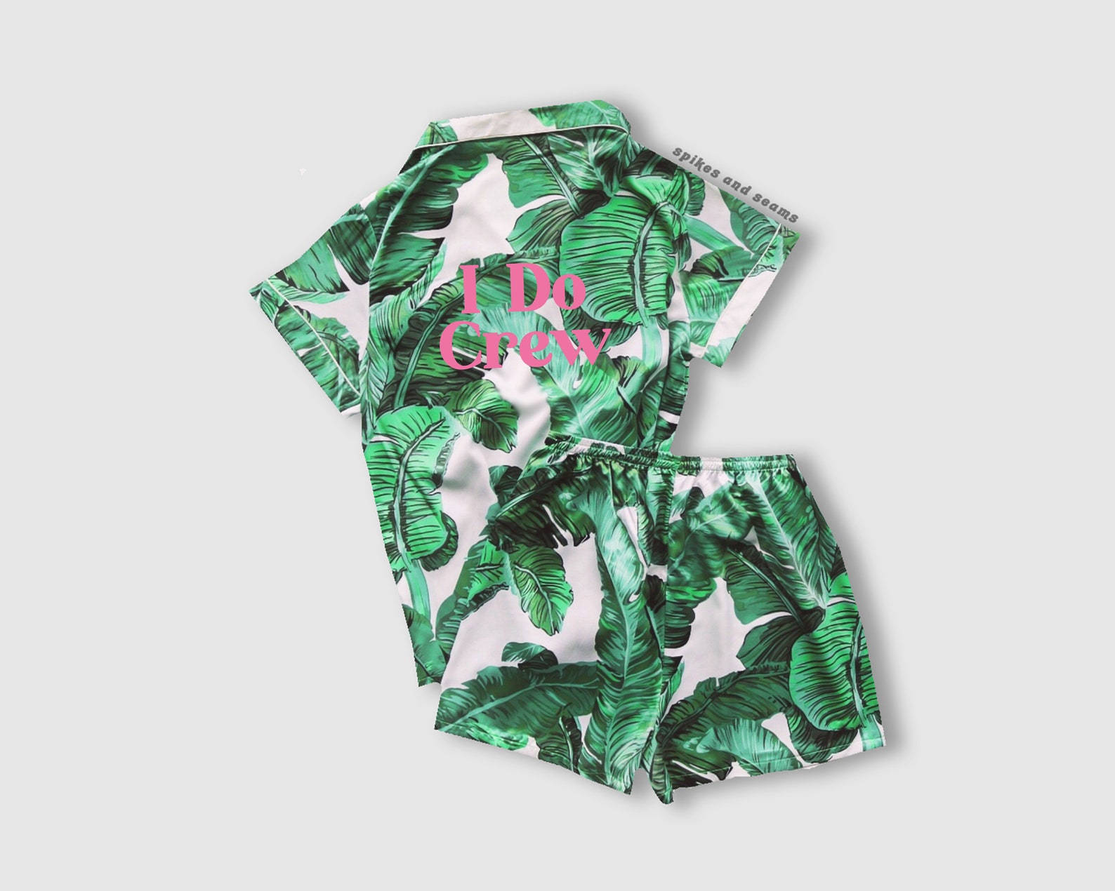 Green Palm Leaf Pajamas Custom Tropical Pajamas Monogram Etsy