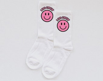 I Do Crew socks, bride tribe socks, bridesmaid socks, bach party socks, bachelorette party socks, custom crew socks, monogram, smiley socks