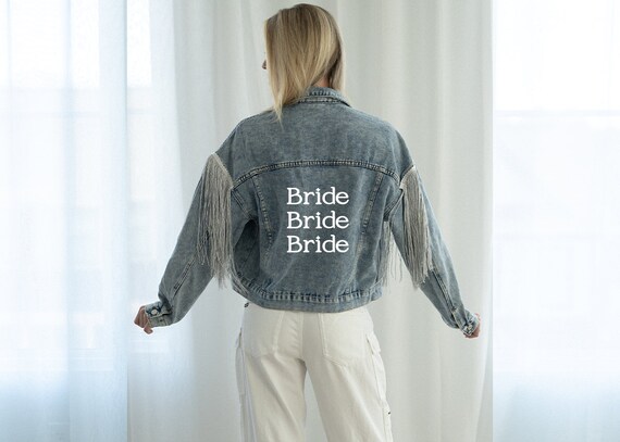 Til Death do us part Jacket, wedding denim jacket, just married, fringe denim jacket, until death, wedding shower gift, bachelorette party