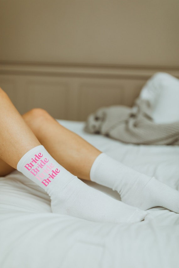 bride socks, bridesmaid, custom crew socks, wedding socks, wedding favors, custom socks, calf socks, crew socks, custom, white socks, brde