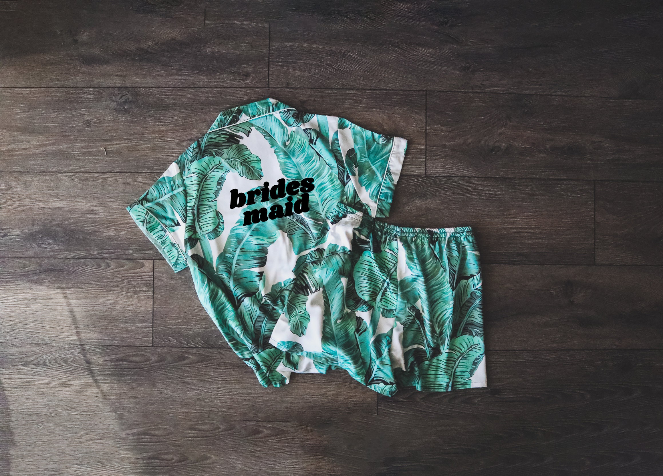 Green Palm Leaf Pajamas Custom Tropical Pajamas Monogram | Etsy