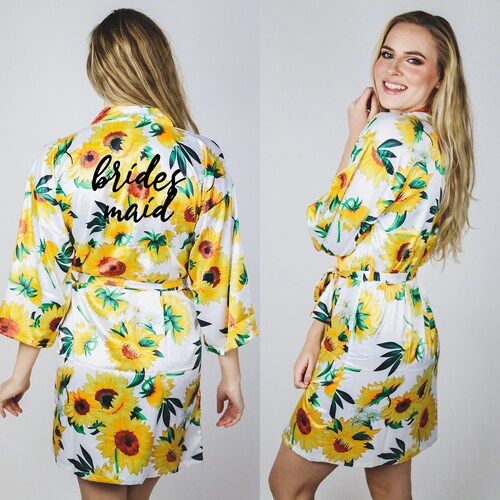 Robes in Your Wedding Theme Sunflower Bridesmaids Robes Etsy