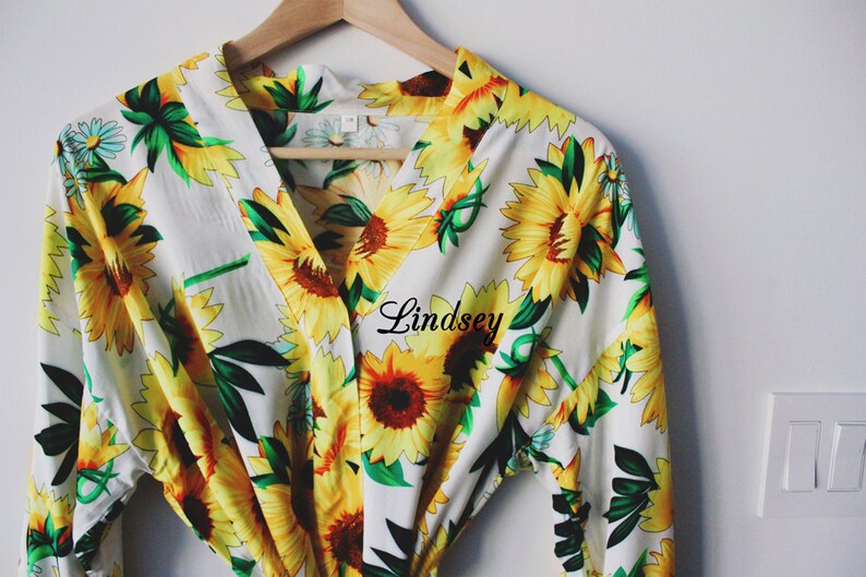 custom robe sunflower robe wedding robe bridesmaid robe satin robes - wedding party robe bridal party robes personalized robe