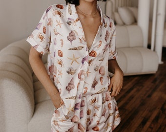 Beach print pajamas hotsell