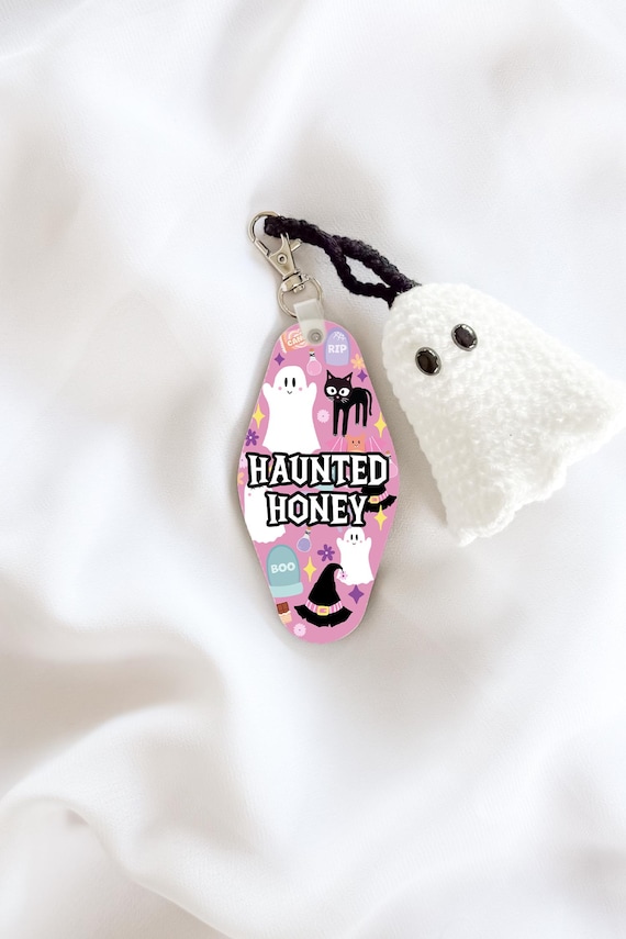 haunted honey, Trendy Pastel Ghost Tassel Keychain, Cute Aesthetic Halloween Gift, Halloween Ghost Charm, Spooky Cute Keychain, Ghost Gift