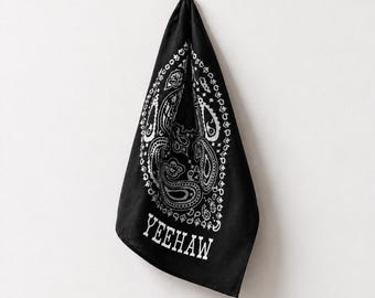 Pañuelo vaquero personalizado, bufanda negra con estampado paisley personalizada, regalo para bodas de estilo western, detalle rústico para la novia.