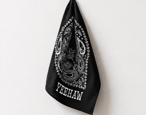 Personalized Cowboy Bandana, Custom Black Paisley Scarf, Western Wedding Party Gift, Rustic Bridal Favor