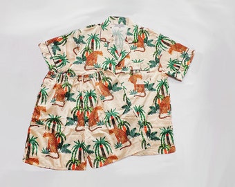 Pijamas safari para hombre, pijamas con estampado animal para hombre, pijamas de guepardo para hombre, pijamas tropicales para hombre, pijamas de novio, pijamas de palmeras para hombre, pijamas de playa para hombre.
