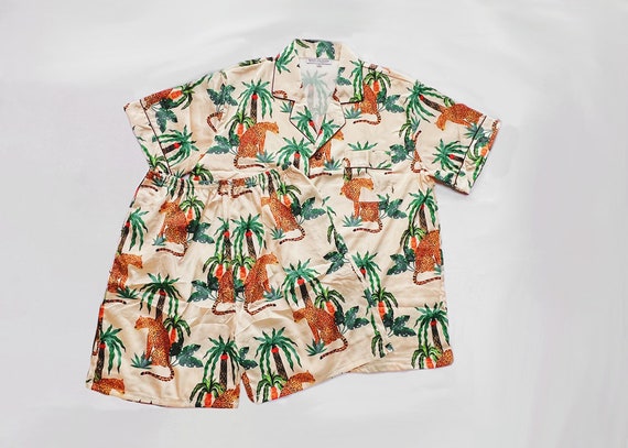 men's safari pajamas, men's animal print  pajamas, men's cheetah pajamas, tropical pajamas for men, groom pajamas, men's palm pajamas, beach