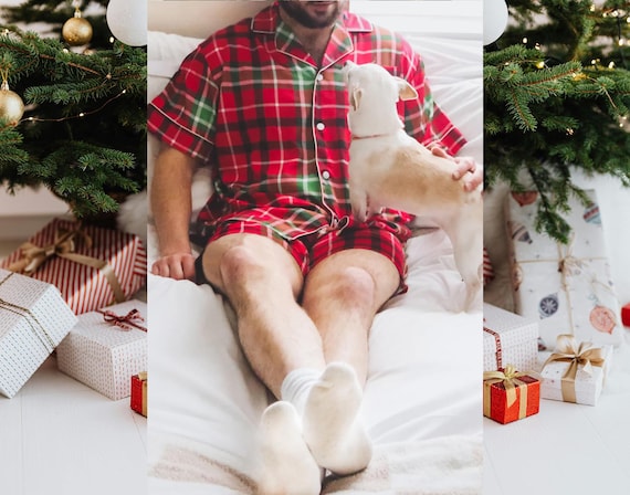 Men's Christmas pajamas, Cozy PJs, Family Matching Christmas Pajamas, Red Plaid Christmas Pajamas, Holiday Pajamas, Christmas Eve Pajamas