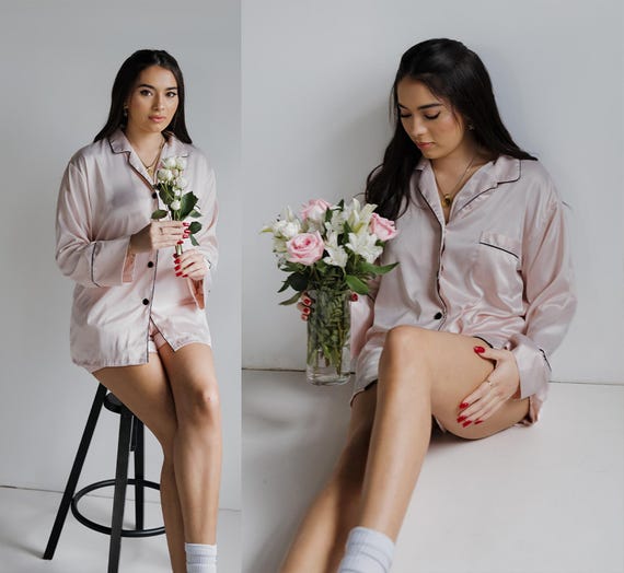 luxe loungewear, satin pajamas, chic loungewear, cozy vibes, pajama goals, blush satin pjs, cozy vibes, homewares, fashion pajamas, rose