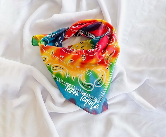 Custom Rainbow Bandana, Personalized Party & Bachelorette Favor, Rainbow Printed Bandana, Custom Party Accessory, Rainbow Logo Bandana