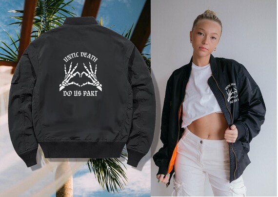 Till Death Do Us Part Jacket, Black Bomber for Brides, Matching Wedding Jackets, Gothic Bridal Outerwear, Edgy Wedding Look, Bride and Groom