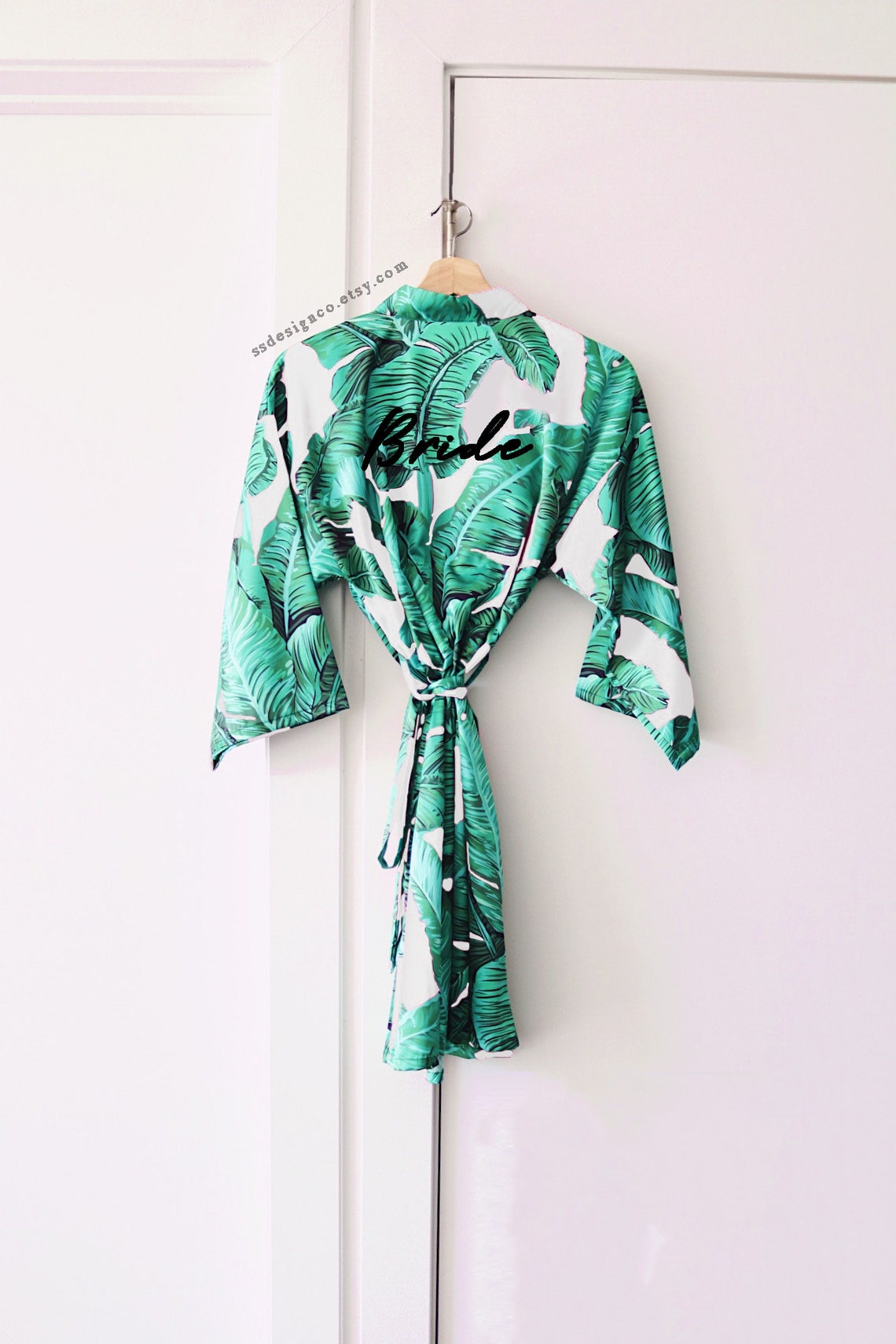 Green palm leaf robe bridesmaid robe tropical robe bridal | Etsy