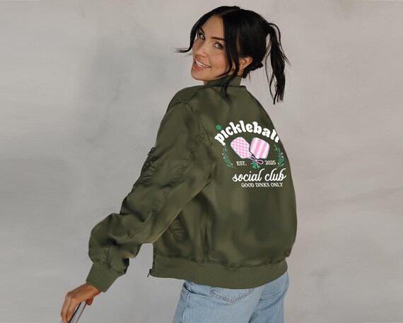 Stylish Pickleball Clothing - Chic Outerwear - Pickleball Bomber Jacket for Everyday Wear - Pickleball Social League - Pickleball League