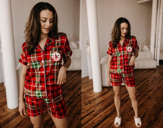Custom Plaid Matching Pajamas, Matching PJ Set for Family, Red Christmas Matching PJs, Holiday PJ Set for Couples, Holiday Pajama Set, Gift