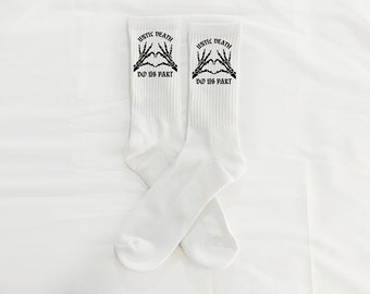 Till death do us part, bride socks, Until Death do us part, wedding socks, wedding, engagement gift, fiancé socks, custom white socks, bride