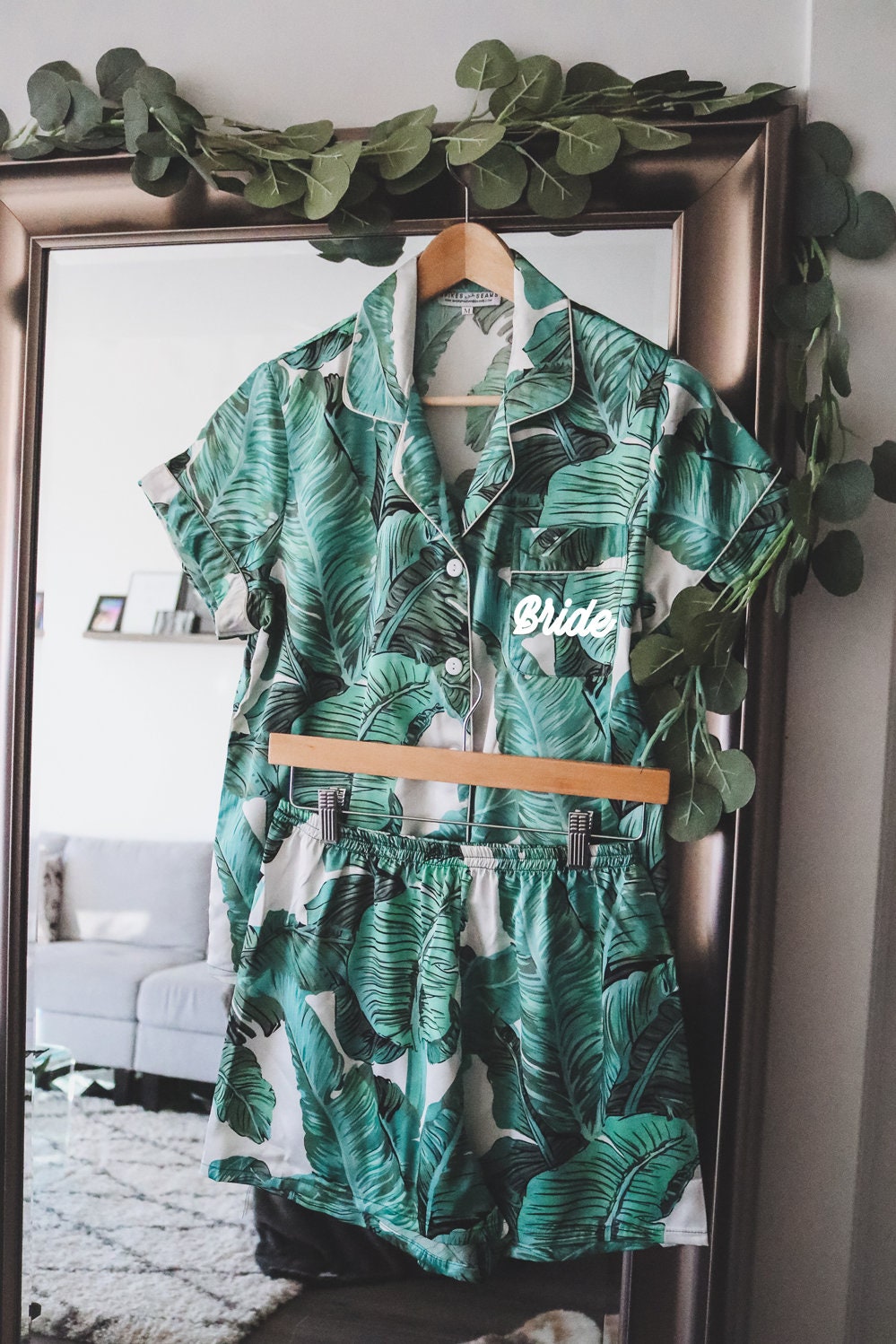 Green Palm Leaf Pajamas Custom Tropical Pajamas Monogram | Etsy